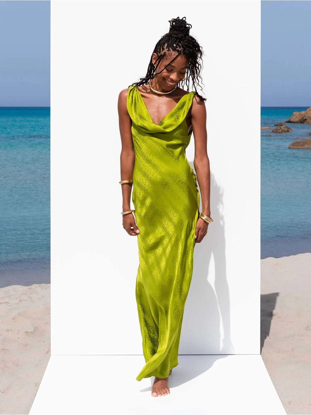 Rat & Boa Navarra Silk Maxi Dress – Lime – Worn Once – Like New ✨ - Picture 1 of 7